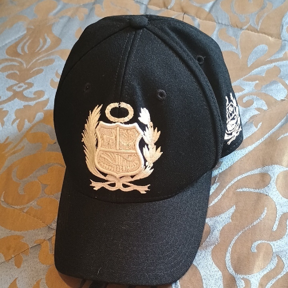 Black Cap with White Embroidery